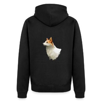 Norrbottenspets Hund Aquarell Skizze Illustration - Unisex Premium Bio Zip Hoodie - Schwarz - Hinten - Nico (187cm)