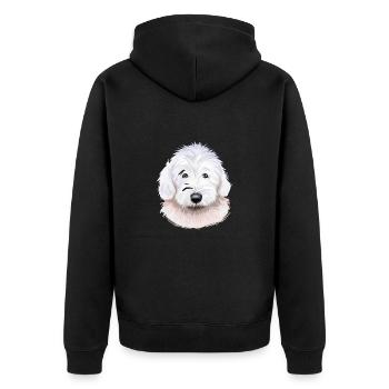 Illustration de l’aquarelle du chien de berger anglais - Veste à capuche bio Premium Unisexe - noir - Dos - Nico (187cm)