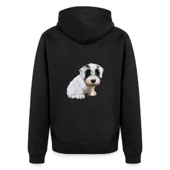 Sealyham Terrier Dog Watercolor Illustration - Unisex Premium Organic Zip Hoodie - black - Back - Nico (187cm)