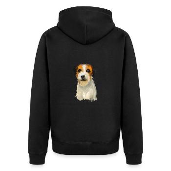 Russell Terrier Dog Watercolor Sketch Illustration - Unisex Premium Organic Zip Hoodie - black - Back - Nico (187cm)