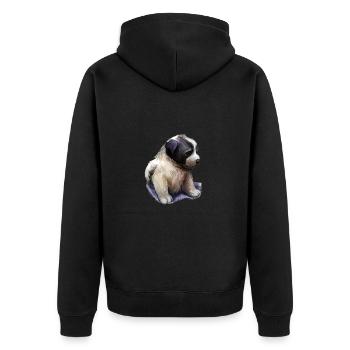 Illustration de croquis de chien de berger mioritique roumain - Veste à capuche bio Premium Unisexe - noir - Dos - Nico (187cm)