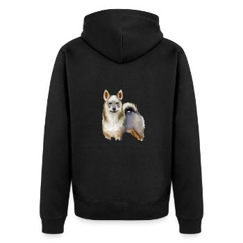 Illustration de l’aquarelle du chien suédois vallhund - Veste à capuche bio Premium Unisexe - noir - Dos - Nico (187cm)