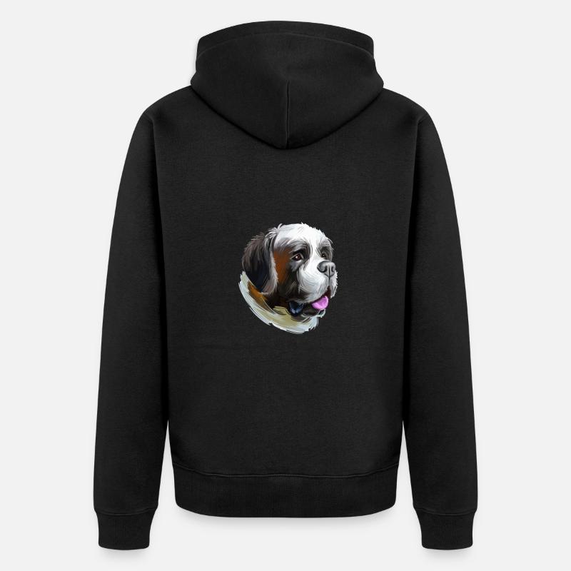 Illustration de l’aquarelle du chien St Bernard - Veste à capuche bio Premium Unisexe - noir