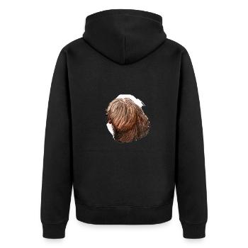 Spanischer Wasserhund Aquarell Skizze Illustration - Unisex Premium Bio Zip Hoodie - Schwarz - Hinten - Nico (187cm)