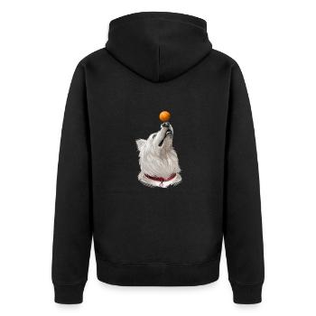 White Shepherd Dog Watercolor Art Illustration - Unisex Premium Organic Zip Hoodie - black - Back - Nico (187cm)