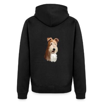 Wire Fox Terrier Hund Aquarell Illustration - Unisex Premium Bio Zip Hoodie - Schwarz - Hinten - Nico (187cm)
