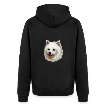 Volpino Italiano Hund Aquarell Illustration - Unisex Premium Bio Zip Hoodie - Schwarz - Hinten - Nico (187cm)