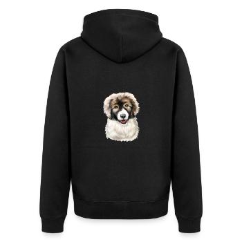 Karpaten-Schäferhund Welpe Hund Aquarell Illustrat - Unisex Premium Bio Zip Hoodie - Schwarz - Hinten - Nico (187cm)