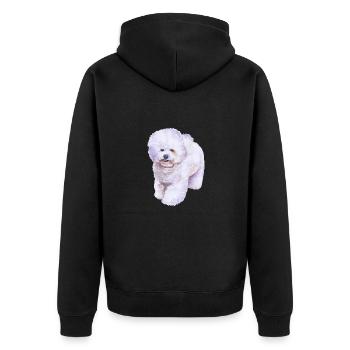 Bichon Frise Dog Aquarelle Illustration - Veste à capuche bio Premium Unisexe - noir - Dos - Nico (187cm)