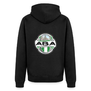 Aba Nigeria Flag Badge Souvenir de Voyage Timbre - Veste à capuche bio Premium Unisexe - noir - Dos - Nico (187cm)