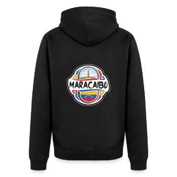 Maracaibo Venezuela Flagge Reise Souvenir Abzeichen Sta - Unisex Premium Bio Zip Hoodie - Schwarz - Hinten - Nico (187cm)