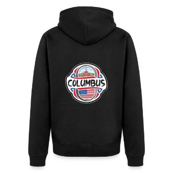 Columbus USA Drapeau des États-Unis Souvenir de voyage Ba - Veste à capuche bio Premium Unisexe - noir - Dos - Nico (187cm)