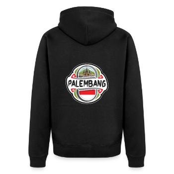 Palembang Indonesia Flag Travel Souvenir Badge Sta - Unisex Premium Organic Zip Hoodie - black - Back - Nico (187cm)
