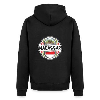 Makassar Indonesien Flagge Reise Souvenir Abzeichen Stam - Unisex Premium Bio Zip Hoodie - Schwarz - Hinten - Nico (187cm)
