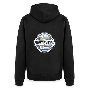 Montevideo Uruguay Flagge Reise Souvenir Abzeichen Stam - Unisex Premium Bio Zip Hoodie - Schwarz - Hinten - Nico (187cm)