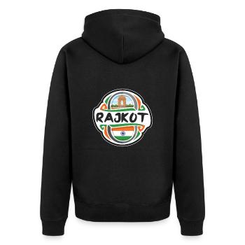 Rajkot India Flag Badge Souvenir de voyage - Veste à capuche bio Premium Unisexe - noir - Dos - Nico (187cm)