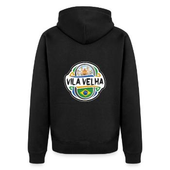 Vila Velha Brésil Drapeau Badge Souvenir de Voyage Timbre - Veste à capuche bio Premium Unisexe - noir - Dos - Nico (187cm)