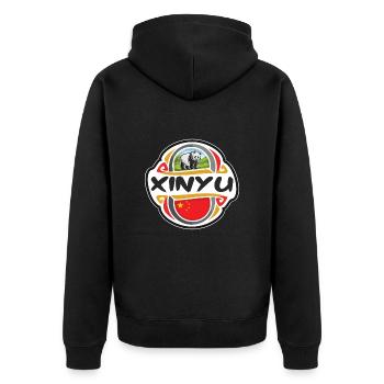 Xinyu China Flag Badge Souvenir de voyage - Veste à capuche bio Premium Unisexe - noir - Dos - Nico (187cm)