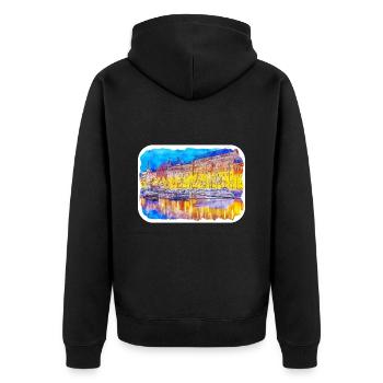 Helsinki Finnland Aquarell Skizze Illustration - Unisex Premium Bio Zip Hoodie - Schwarz - Hinten - Nico (187cm)