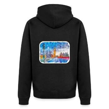 England UK Watercolor Sketch Drawn Illustration - Unisex Premium Organic Zip Hoodie - black - Back - Nico (187cm)
