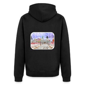 Moscou Russie Aquarelle Sketch Illustration - Veste à capuche bio Premium Unisexe - noir - Dos - Nico (187cm)