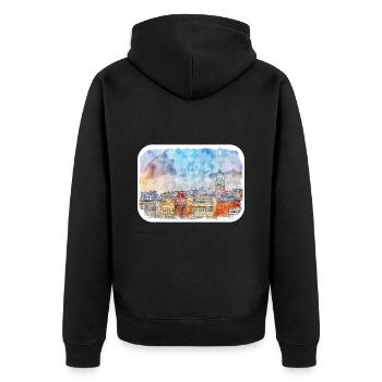 Helsinki Finnland Aquarell Skizze Illustration - Unisex Premium Bio Zip Hoodie - Schwarz - Hinten - Nico (187cm)
