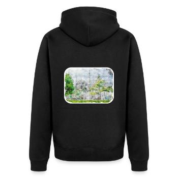 Dinde Aquarelle Esquisse Dessinée à la main Illustration - Veste à capuche bio Premium Unisexe - noir - Dos - Nico (187cm)