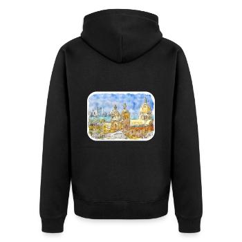 Carthagène Colombie Aquarelle Sketch Illustration - Veste à capuche bio Premium Unisexe - noir - Dos - Nico (187cm)