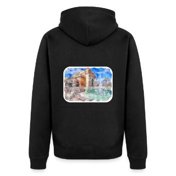 Marrakesch Marokko Aquarell Skizze gezeichnet Paintin - Unisex Premium Bio Zip Hoodie - Schwarz - Hinten - Nico (187cm)