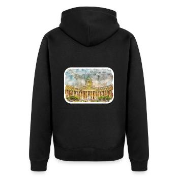 St. Petersburg Russland Aquarellskizze gezeichnet Abbus - Unisex Premium Bio Zip Hoodie - Schwarz - Hinten - Nico (187cm)