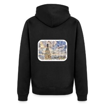 Budapest Ungarn Aquarell Skizze Illustration - Unisex Premium Bio Zip Hoodie - Schwarz - Hinten - Nico (187cm)