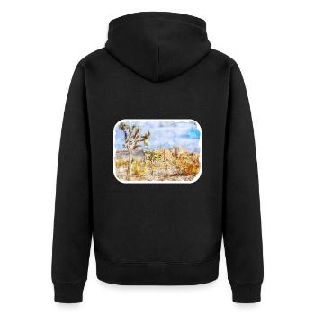 USA Aquarellskizze Handgezeichnete Illustration - Unisex Premium Bio Zip Hoodie - Schwarz - Hinten - Nico (187cm)