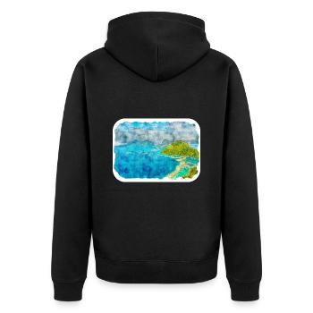 Malaisie Aquarelle Esquisse Dessinée à la Main Illustration - Veste à capuche bio Premium Unisexe - noir - Dos - Nico (187cm)