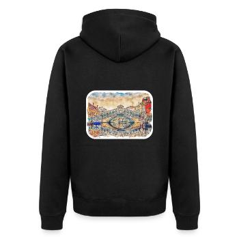 Venedig Italien Aquarellskizze Gezeichnete Illustration - Unisex Premium Bio Zip Hoodie - Schwarz - Hinten - Nico (187cm)