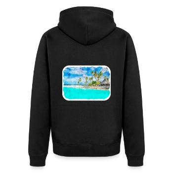 Maldives Watercolor Sketch Hand Drawn Illustration - Unisex Premium Organic Zip Hoodie - black - Back - Nico (187cm)