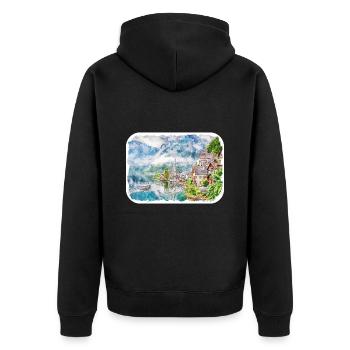 Autriche Aquarelle Esquisse Dessinée à la main Illustration - Veste à capuche bio Premium Unisexe - noir - Dos - Nico (187cm)