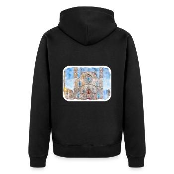 Barcelona Spanien Aquarell Skizze gezeichnet Illustrati - Unisex Premium Bio Zip Hoodie - Schwarz - Hinten - Nico (187cm)