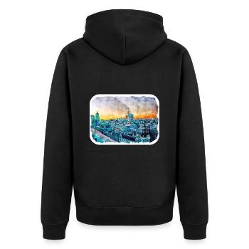 Madrid Spain Watercolor Sketch Drawn Painting - Unisex Premium Organic Zip Hoodie - black - Back - Nico (187cm)