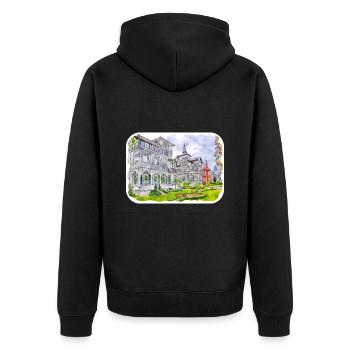 Allemagne Aquarelle Esquisse Dessinée à la main Illustration - Veste à capuche bio Premium Unisexe - noir - Dos - Nico (187cm)