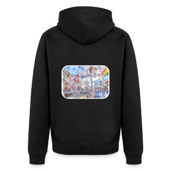 Londres UK Aquarelle Esquisse Dessinée à la Main Peinture - Veste à capuche bio Premium Unisexe - noir - Dos - Nico (187cm)