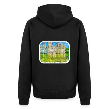 Angleterre Royaume-Uni Aquarelle Esquisse Dessinée à la main Peinture - Veste à capuche bio Premium Unisexe - noir - Dos - Nico (187cm)