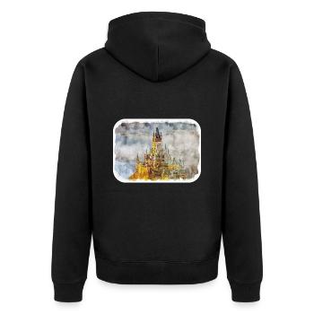 Europa Aquarellskizze Handgezeichnete Illustration - Unisex Premium Bio Zip Hoodie - Schwarz - Hinten - Nico (187cm)