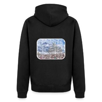 Helsinki Finnland Aquarell Skizze Illustration - Unisex Premium Bio Zip Hoodie - Schwarz - Hinten - Nico (187cm)
