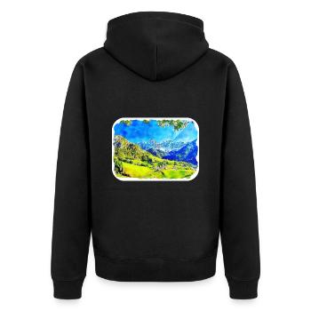 Italy Watercolor Sketch Hand Drawn Illustration - Unisex Premium Organic Zip Hoodie - black - Back - Nico (187cm)