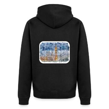 England UK Watercolor Sketch Drawn Illustration - Unisex Premium Organic Zip Hoodie - black - Back - Nico (187cm)