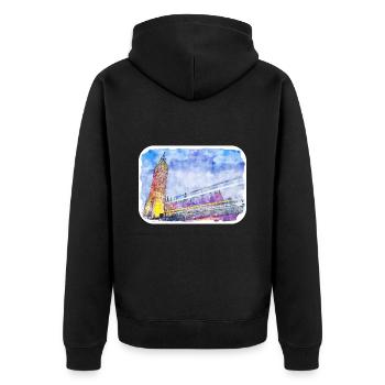 Uk Landmark Aquarelle Sketch Painting Illustratio - Veste à capuche bio Premium Unisexe - noir - Dos - Nico (187cm)