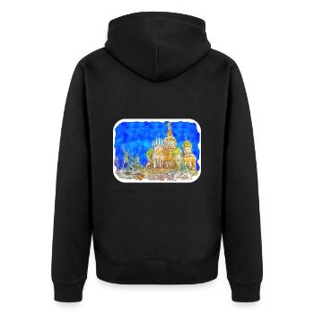 Moscou Russie Aquarelle Esquisse Dessin Dessiné - Veste à capuche bio Premium Unisexe - noir - Dos - Nico (187cm)