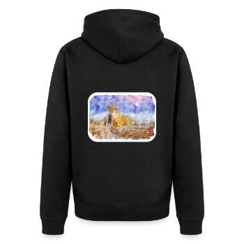 Esquisse d’aquarelle de Chine Illustration dessinée à la main - Veste à capuche bio Premium Unisexe - noir - Dos - Nico (187cm)