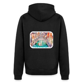 Italy Watercolor Sketch Hand Drawn Illustration - Unisex Premium Organic Zip Hoodie - black - Back - Nico (187cm)