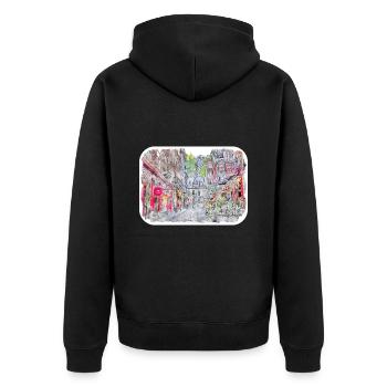 Canada Aquarelle Sketch Illustration dessinée à la main - Veste à capuche bio Premium Unisexe - noir - Dos - Nico (187cm)